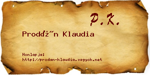 Prodán Klaudia névjegykártya